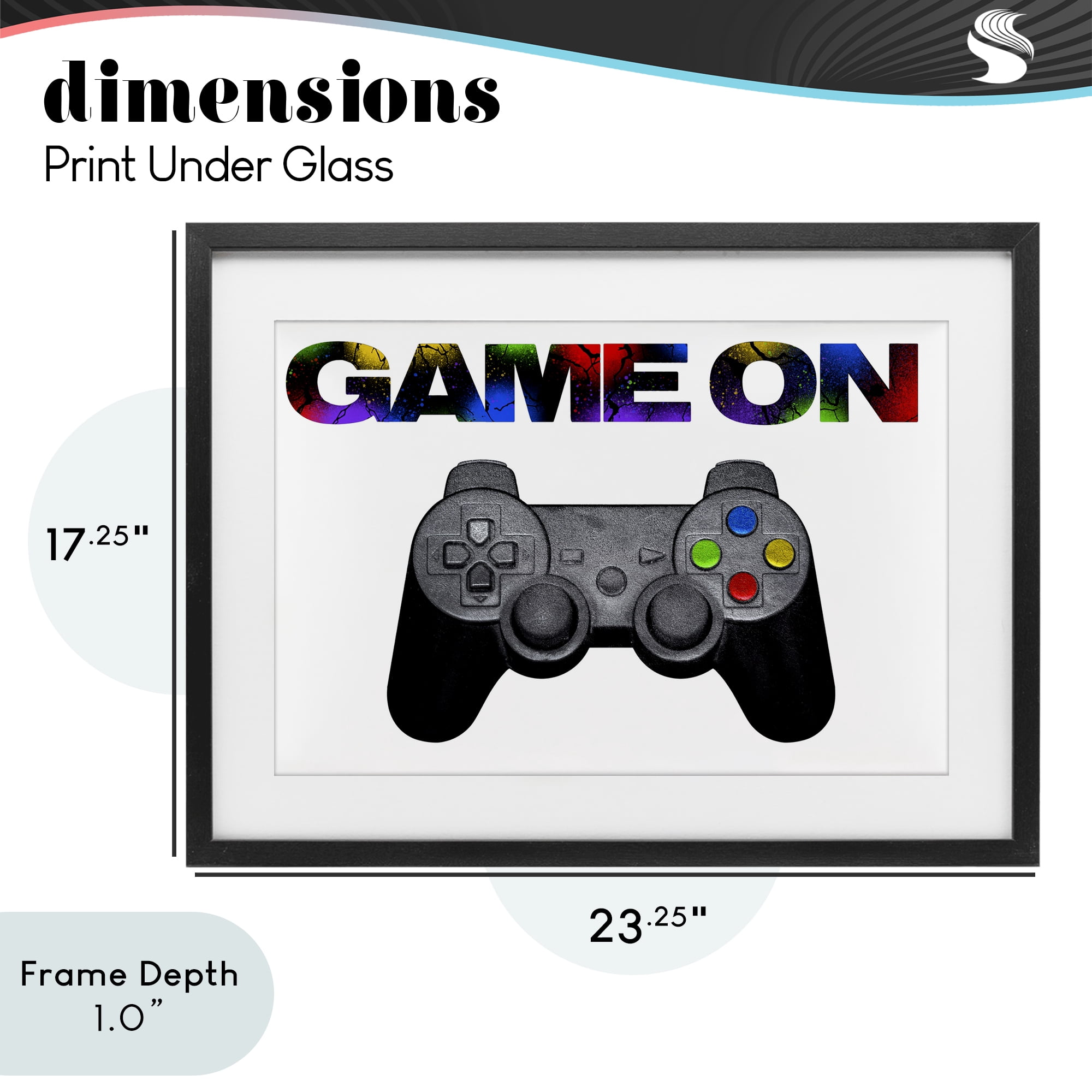 Stupell Industries Controller Game On Splatter Black Framed Print Under Glass, design by Marcus Prime
