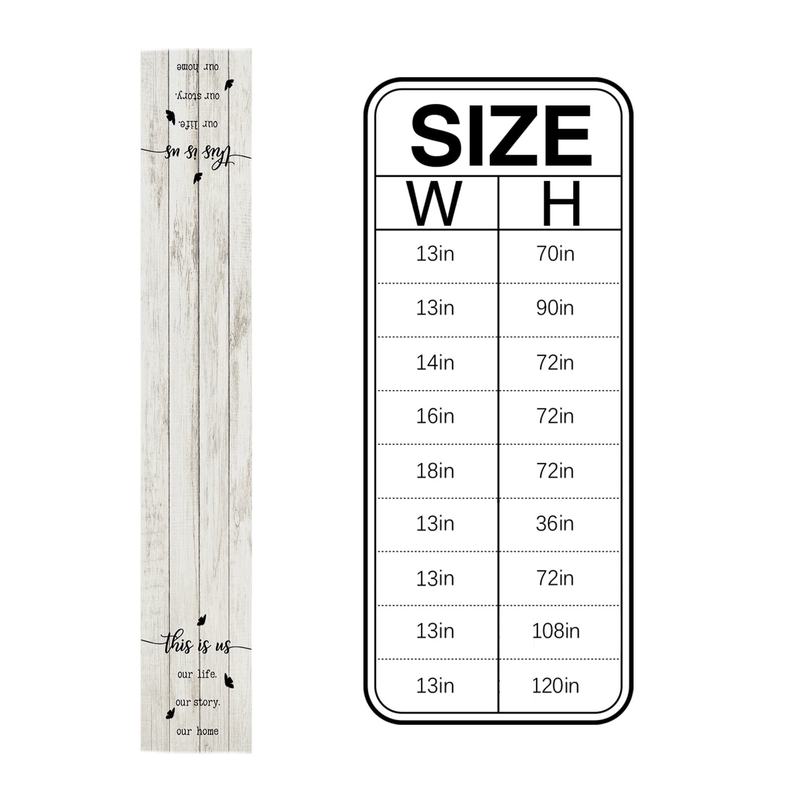 Table Runner Dresser Scarves 90 Inch Long, Vintage Farmhouse Wooden Board Linen Dining Table Runners This is Us Our life Our Story Our Home Tabletop Scarf for Wedding Holiday Party Kitchen