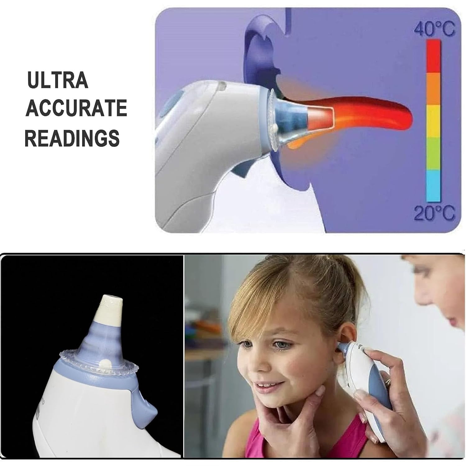 Disposable Ear Thermometer Probe Covers - 800pcs Upgraded Version Thermometers Lens Filters Refill Caps for All Braun Thermometer Digital Thermometer Protective Cover for Baby Adults Kids Infant