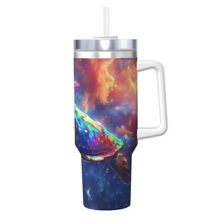 

Logiee Starry Sky Turtle Print 40OZ Ice Bully Cup with Handle and Straw Double Wall Stainless Steel Tumbler Travel Coffee Cup with Lid Summer Insulation and Cooling Cup