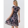 thumbnail image 4 of Vestido con Dobladillo y Volantes Allegra K para Mujeres Azul Rosado L, 4 of 5