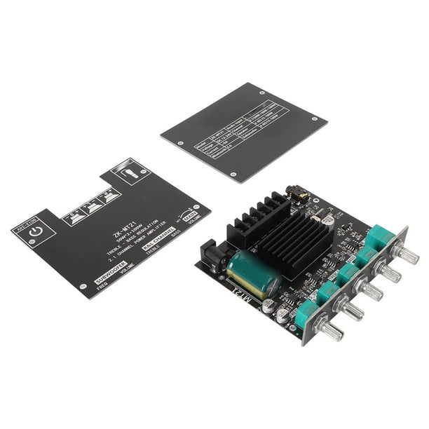 Placa amplificadora de potencia Bluetooth ZK MT21, módulo amplificador de potencia de sonido de 2,1 canales CC de 12 V a 24 V para altavoz de 20 a 100 W y 4 a 8 Ω