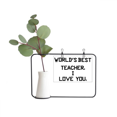thumbnail image 1 of World best Deskmate I Love You Quote Metal Picture Frame Cerac Vase Decor, 1 of 3