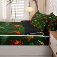 thumbnail image 5 of Homewish Wild Dino Zipper Queen Comforter Set with Fitted Sheet and 2 Pillowcases,Dinosaur Skeleton Zipper Bedding Set,Green Orange,Black Reversible,4pcs, 5 of 8