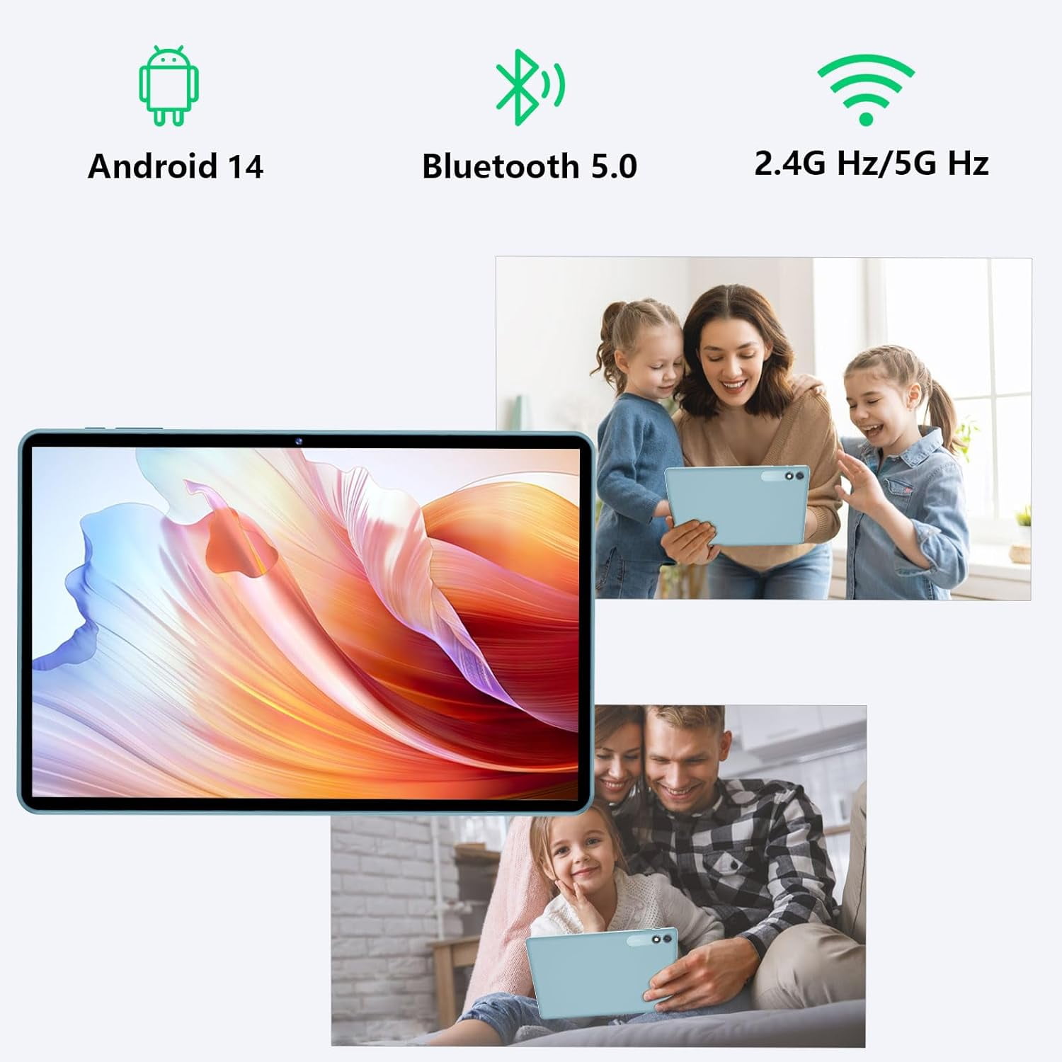 Android 14 Tablet 10.1 inch Tablets, 10GB RAM + 64GB ROM 1TB Expand, Octa-Core Tablet with Case, GPS, 6000mAh, 1280x800 FHD Display, Dual Camera, WiFi, Bluetooth