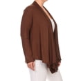 thumbnail image 3 of Women's Plus Size Casual Long Sleeve Draped Open Front Solid Cardigan XL-4XL, 3 of 6