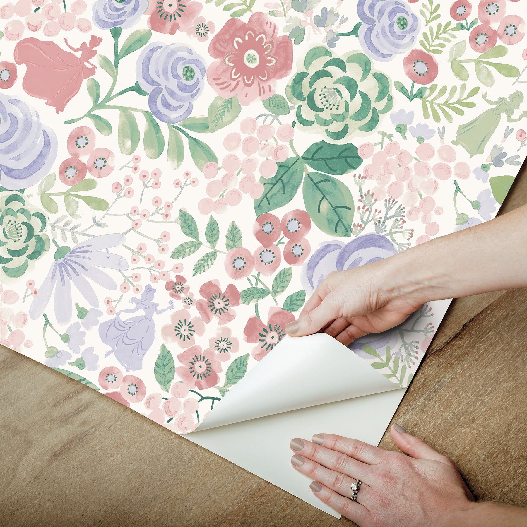 Disney Princess Watercolor Floral Peel & Stick Wallpaper