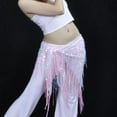 thumbnail image 3 of Cinturón de danza del vientre para mujer, bufanda de cadera, cinturón envolvente, falda con lentejuelas y Rosado, 3 of 9