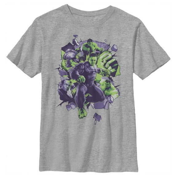 Boy's Marvel The Hulk Green Explosion Graphic Tee Athletic Heather Medium