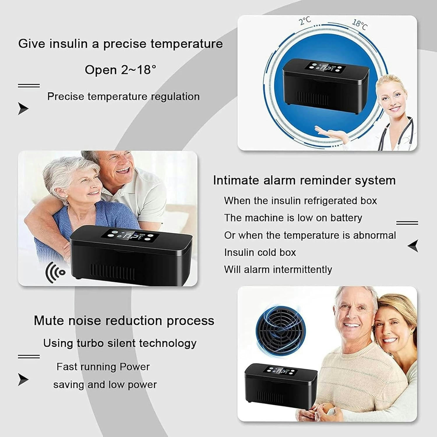 GXCZ Insulin Cooler Refrigerated Box,Portable Mini Medicine Refrigerator,Built-Battery Travel Car Refrigerator, 0-18 Adjustable Temperature,for Keeping Diabetes Drug Cooler About
