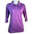 thumbnail image 2 of Navy Cutter Women's Catchit Solid Performance Polo T-Shirt ¾ Sleeve Length for Casual Businnes and School Every Day Wear Color Violet Size M, 2 of 4
