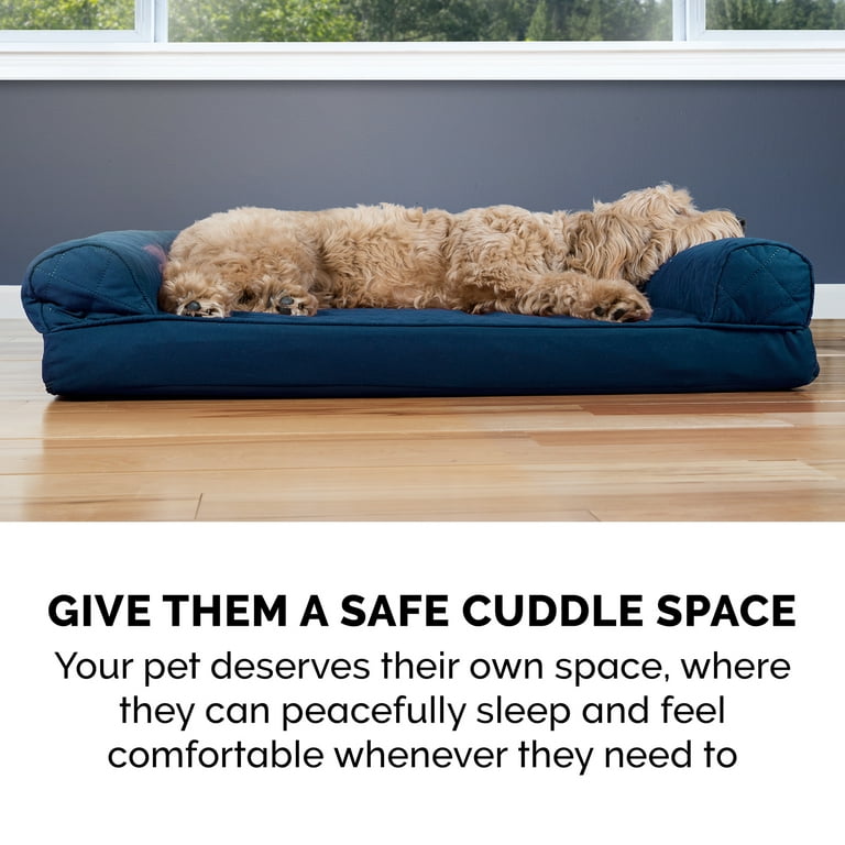 FurHaven Pet Products Quilted Pillow Sofa Pet Bed for Dogs Cats Navy Jumbo