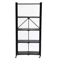 thumbnail image 6 of J&V TEXTILES Foldable Storage Shelf with Wheels - Metal Collapsible Shelving Unit Display, Rolling Cart for Books Kitchen Storage Shelves, Pantry & Closet Organizer, Office Room Decor 5-Tier, 6 of 8