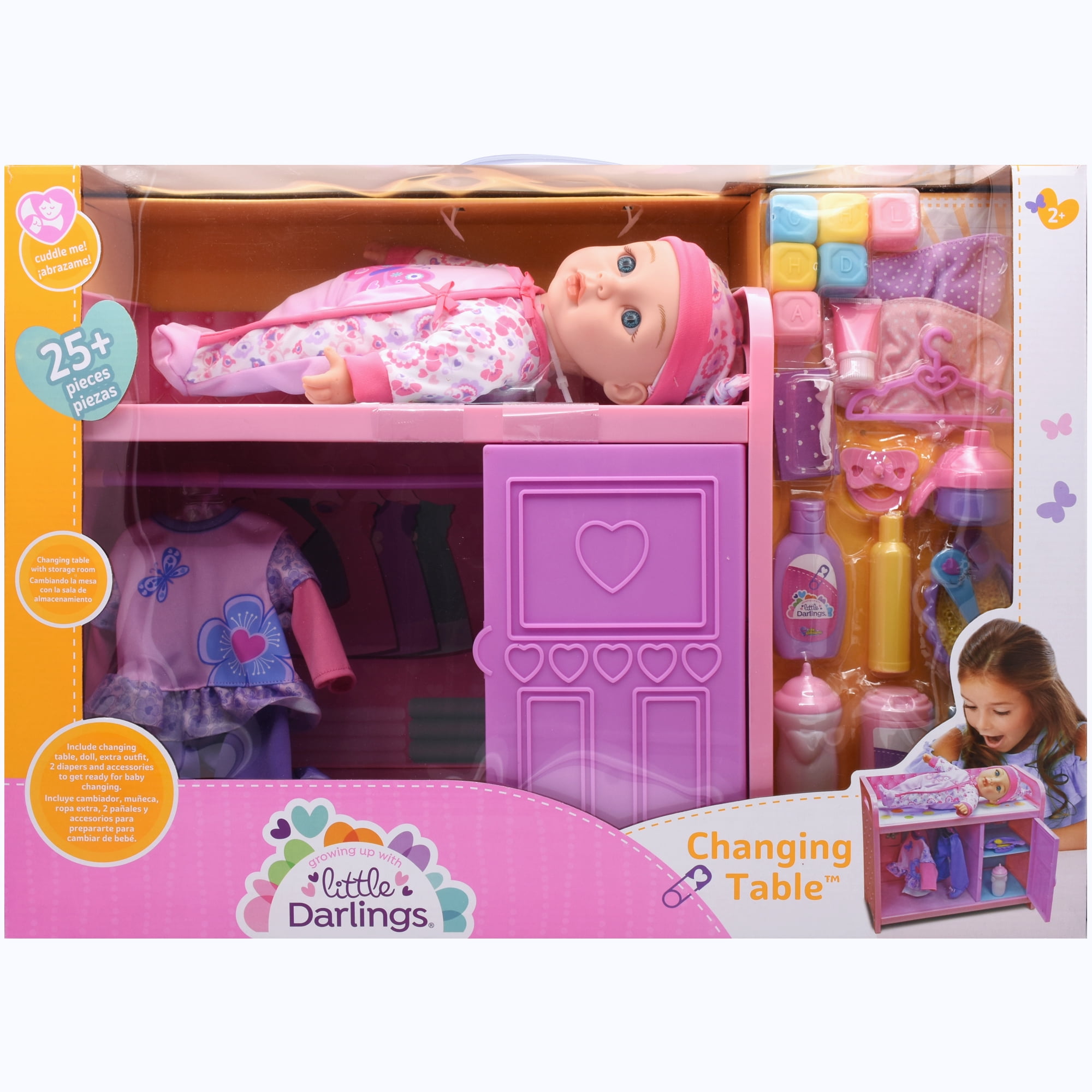 Little Darlings Toy Baby Doll, Baby Doll Bathtub And Changing Table