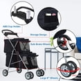 thumbnail image 5 of CL.HPAHKL Double Decker Pet Stroller for 2 Small Pets, 4 Wheels Folding Dog Cart with Mesh Window & Rear Brake, Lightweight Portable Travel Dog Carriage Stroller, Black, 5 of 7