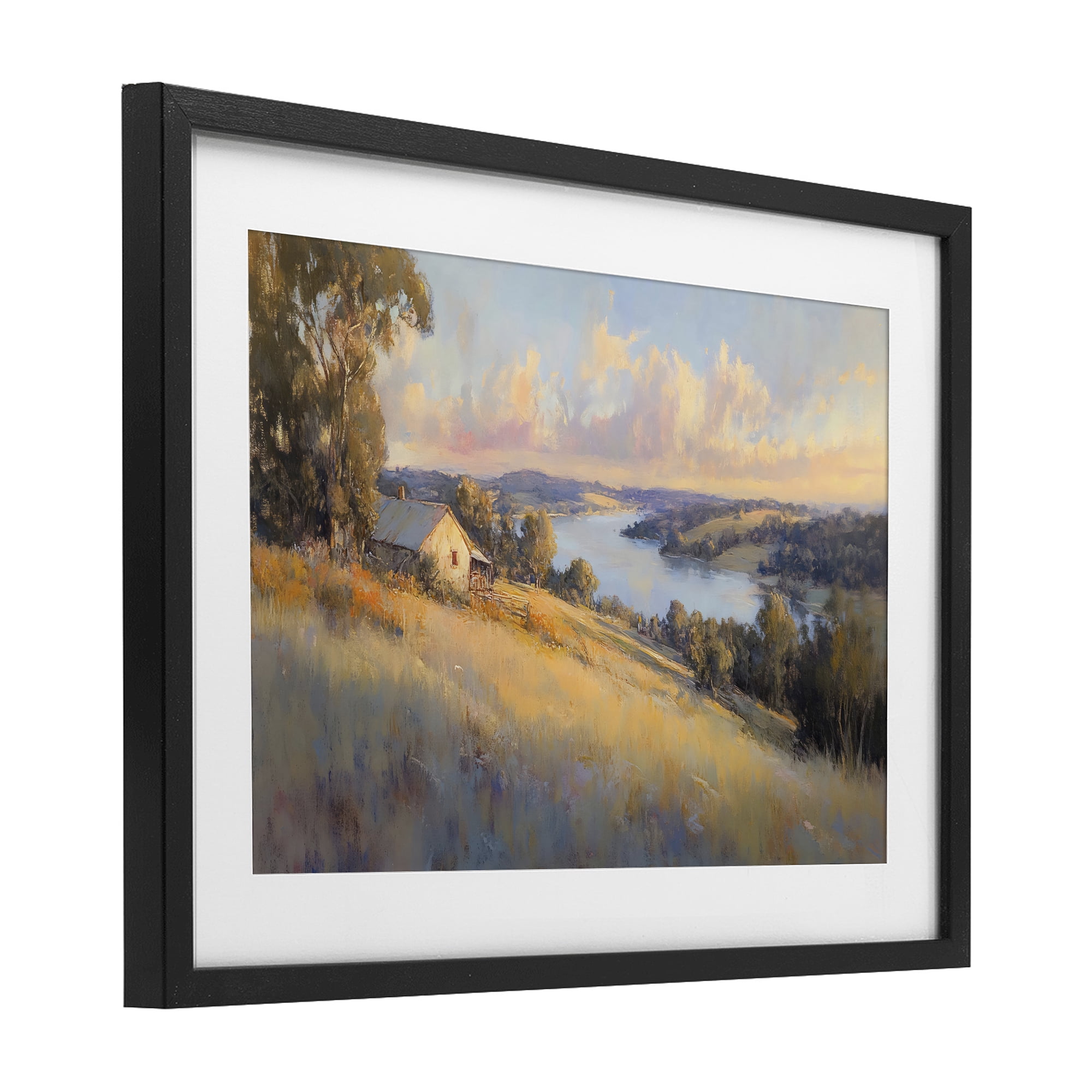 Stupell Industries Hilltop Cottage in Sunset Glow Black Framed Print Under Glass, design by Creative Studio