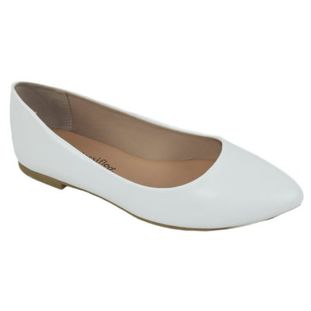 

City Classified Women Casual Flat Office Shoes Wide Width Fit Pointy Toe W-HOLD White 9