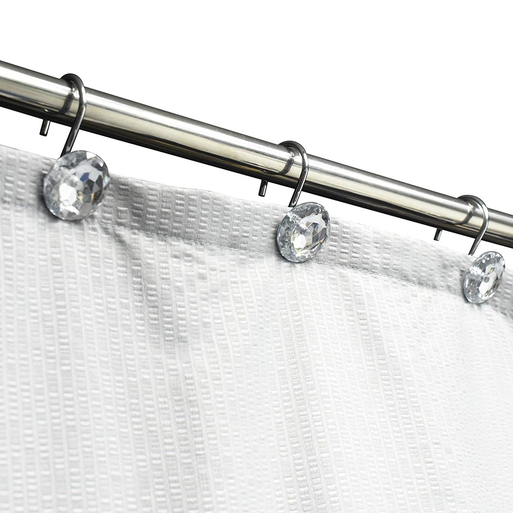 CRYSTAL AND METAL SHOWER CURTAIN HOOKS 12 PACK CLEAR BRAND NEW 