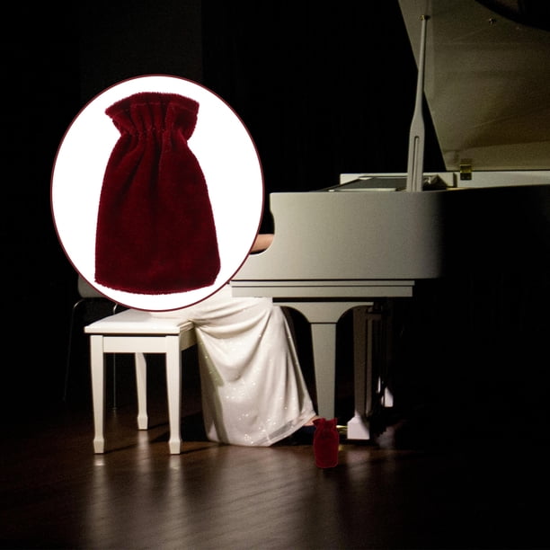 Protectores De Pedal Para Piano – 3 Unidades, Color Rojo, De Terciopelo, Con Banda Elástica