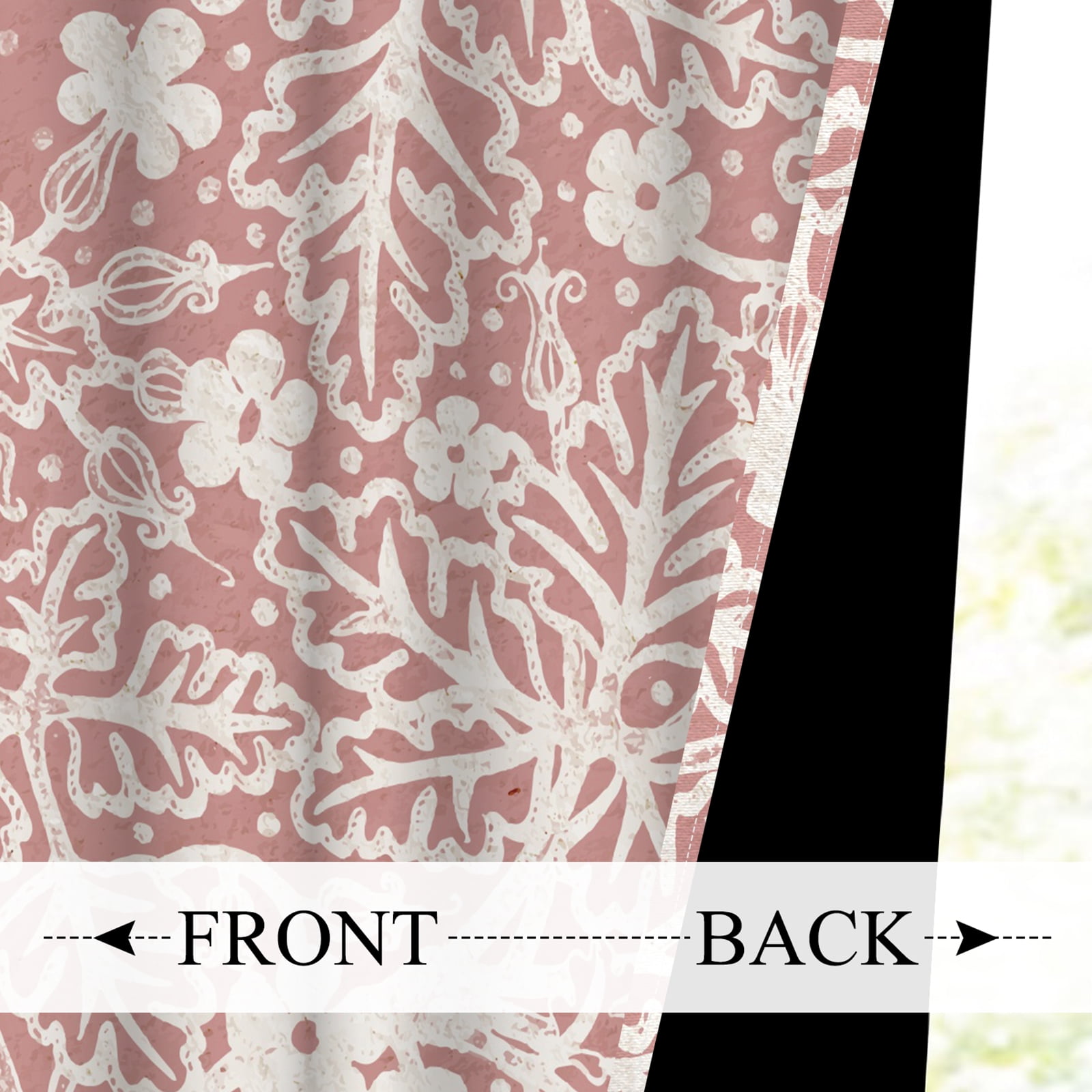 Pbobriich Bedroom Curtains Patterened Pink,Abstract Floral Blackout Curtains for Living Room Kitchen Bathroom 2 Panels,42x63 Inch