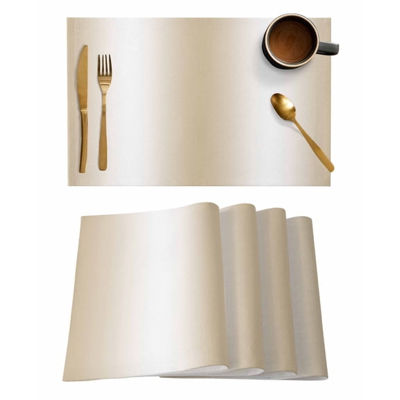 Beige White Ombre Placemats Set of 4, Abstract Art Modern Cream Gradient Placemats for Dining Table, Place Mats for Kitchen Tabletop, Waterproof Wipeable Dining Table Mats Set