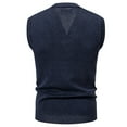 thumbnail image 3 of FINALGANG Mens Argyle Knit Vest V Neck Sleeveless Contrast Diamond Pattern Ribbed Trim Casual Knit Waistcoat For Daily Wear Business Casual Blue XXL, 3 of 3