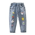 thumbnail image 2 of Esaierr Girls Love Embroidered Jeans Denim Pants Elastic Waist Band Casual Slim Jeans Spring Fall Loose Straight Trousers for Kids Baby Toddler 2-10T, 2 of 7
