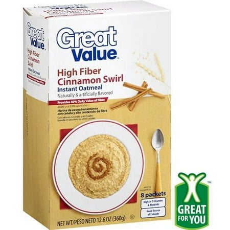 Great Value Cinnamon Swirl Instant Oatmeal, 12.6 Oz