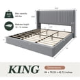 thumbnail image 3 of Amolife King Size Lift Up Hydraulic Storage Bed Frame, Platform Bed with Upholstered Wingback Headboard with Vertical Channel Tufting, Gray, 3 of 9