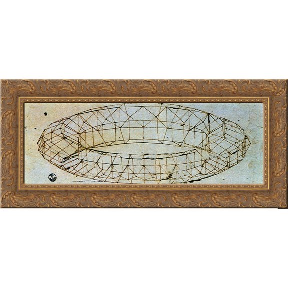 Perspective Study of Mazzocchio 24x12 Gold Ornate Wood Framed Canvas Art by Paolo Uccello