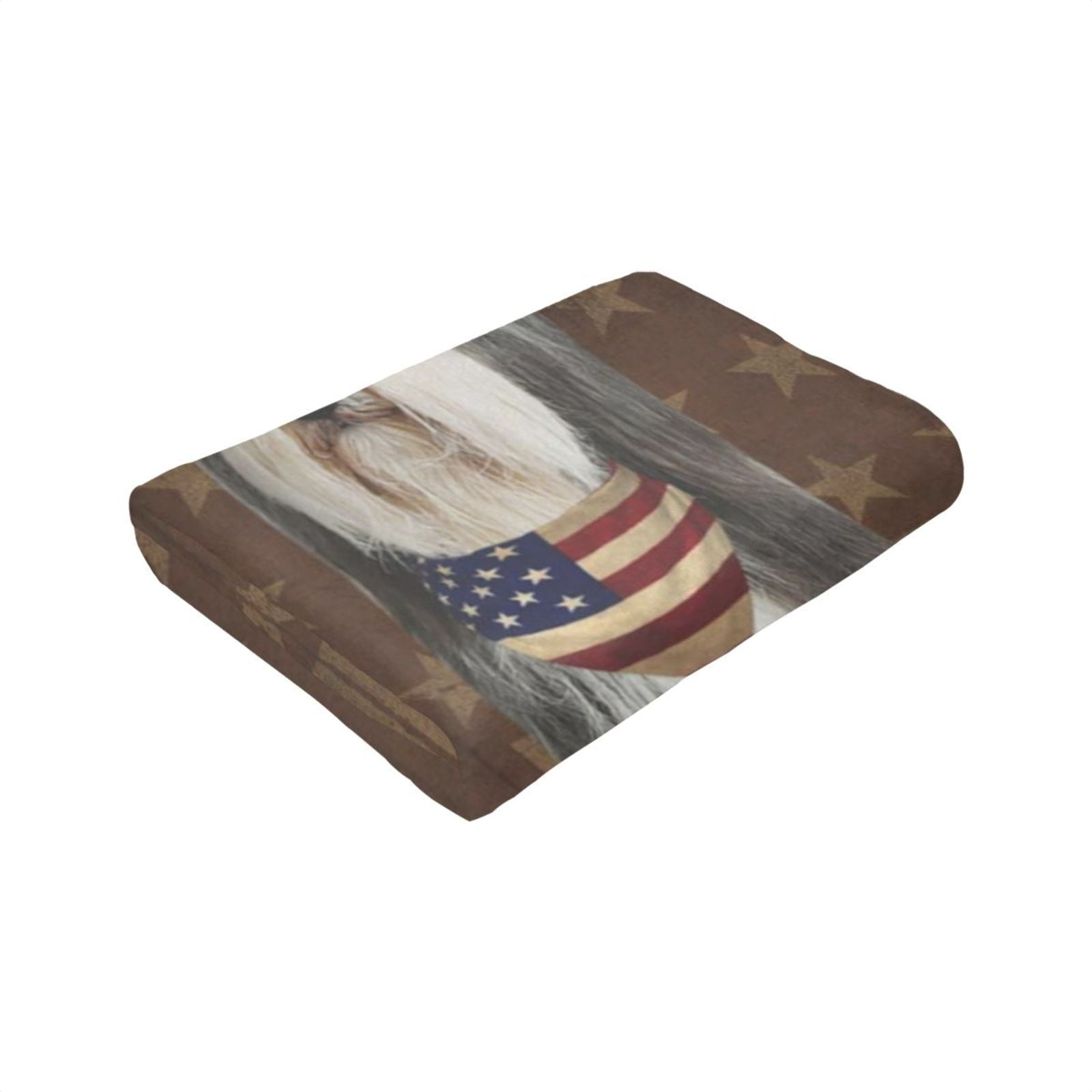 Wijzvio Bearded Collie Dog With Vintage American Flag Throw Blanket Soft Fuzzy Fleece Blanket For Couch Bed Living Room Decoration 60"X50"