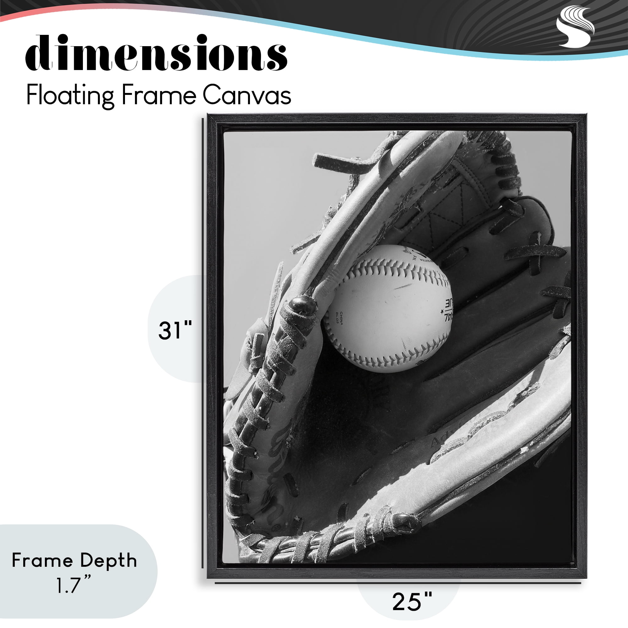 Stupell Industries Nice Catch Baseball Black Framed Floater Canvas Wall Art, design by Marcus Prime