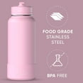 thumbnail image 4 of Botella Sport Boot de 32 oz con Asa y Popote Rosa Hydrapeak Termo de Acero Inoxidable, 4 of 9