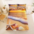 thumbnail image 5 of jejeloiu Sunset Beach Shell Bed Sheets Kids,Coastal Print King Sheets For Boy,4-Piece, 5 of 6