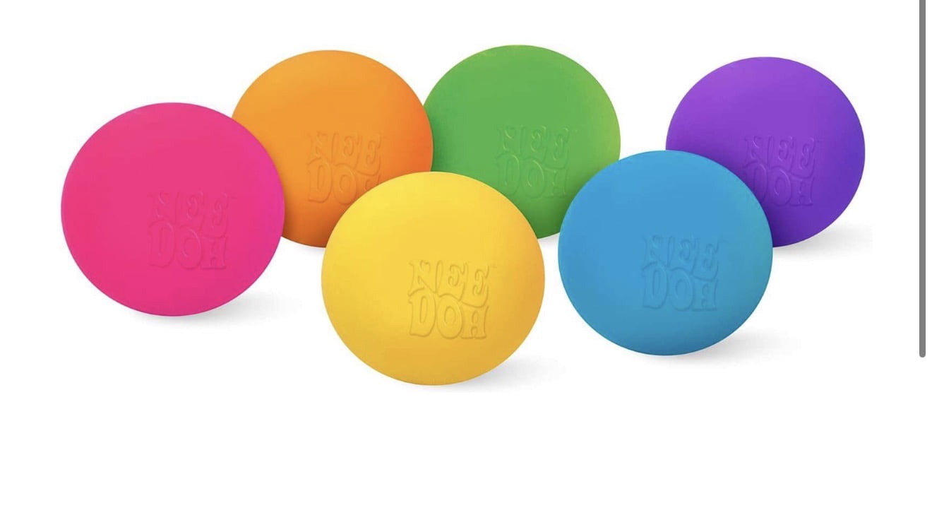 nee doh teenie rainboh 1.5 - inch small stress ball 6 pack, multiple colors