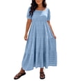 thumbnail image 3 of Horkkom Maxi Dresses for Women Plus Size Summer Short Sleeve Tiered Dress Casual Loose Beach Long Dresses XXL, 3 of 10