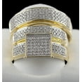 thumbnail image 4 of Bluebelljewels Women's & Men's 14K Yellow Gold Finish Round Cut Cubic Zirconia Trio Ring Set, 4 of 4