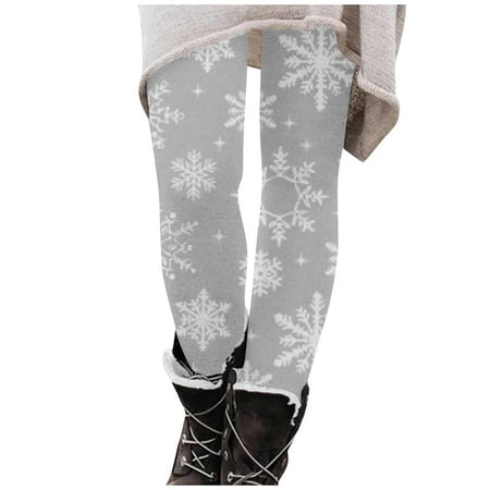 Dndkilg Christmas Leggings for Women Graphic Tummy Control High Waisted Holiday Womens Panties Funny Workout Clothing Tight Active Leggings Gray 2XL