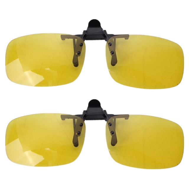 2X Lunettes Rectangulaires Jaune Clair Sans Monture Clip sur Lunettes de Conduite Vision Nocturne