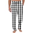 thumbnail image 2 of Men's Knitted Fashionable Printed Pocket Casual Pants, Plaid Pajama Pants for Home, Sleep and Lounge Wear,White,2XL, 2 of 8