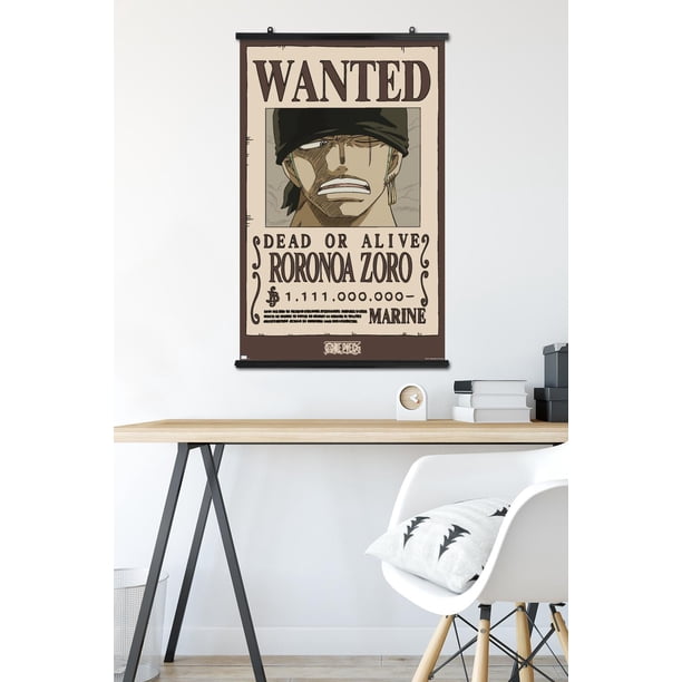 One Piece - Roronoa Zoro Wanted Poster Wall Poster, 22.375