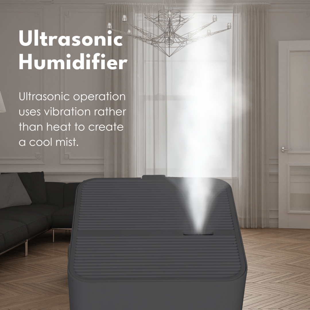 LivePure 1.2 L (.3 Gallon) Ultrasonic Cool Mist Top Fill Digital Humidifier with LED Display Screen, Graphite