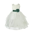thumbnail image 2 of Ekidsbridal Girl Ceremonial Flower Girl Dress - Knee Length Ivory Organza with Tiebow 4613T-A (Size: S-12), 2 of 3