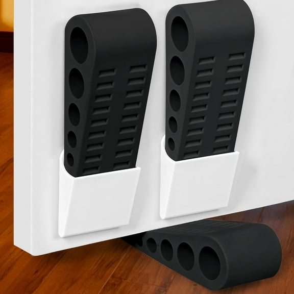 3 Pack Door Stoppers, Anti-Slip Rubber Door Stop with Holder, Door Stops for Bottom of Door, Works on All Floor Types