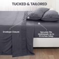 thumbnail image 3 of Queen Sheet Set – 4-Piece Bedding Sheets with Ruched Pillow Case Design – Soft & Breathable – Includes Fitted, Flat & Pillowcases (Grey), 3 of 5