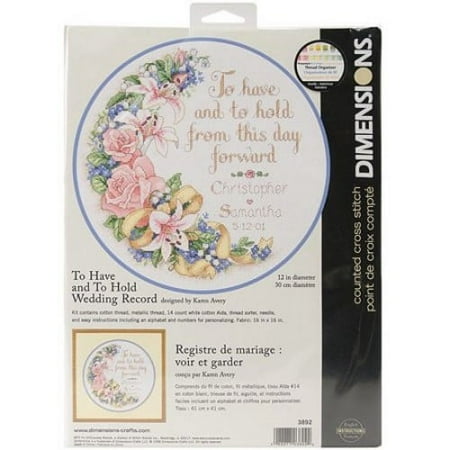 UPC: 0088677038922 | Dimensions® To Have and To Hold Wedding Record Counted Cross-Stitch Kit