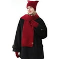 thumbnail image 2 of Bibifish 3 PCS Scarf Hat Glove Sets For Women Winter Warm Knitted Cat Ear Beanie Hats Knitted Scarf With Matching Gloves For Cold Weather, 2 of 4