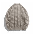 thumbnail image 3 of Mens Crewneck Pullover Sweater Long Sleeve Cable Knit Oversized Top Classic Cozy Soft Warm Fall Winter Comfy Blouse Khaki XL, 3 of 5