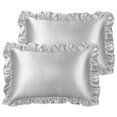 thumbnail image 1 of Unique Bargains Retro Satin Ruffle Pillowcases Envelope Closure 2pcs, 1 of 8