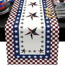 JWshufel Independence Day Patriotic Table Runner 4th of July Holiday Decor Dining Kitchen Tablecloth Memorial Day Celebration Table Decorations Polyester 72 Inch